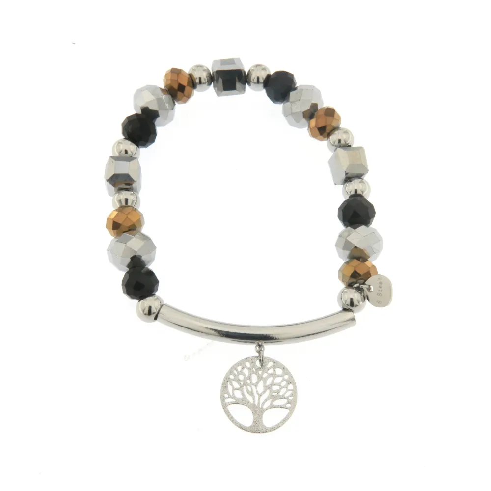 [Albero della Vita - Bracciale Elastico con Barretta] Bracciale Elastico in Acciaio - Albero della Vita - Bracciale Elastico con Barretta