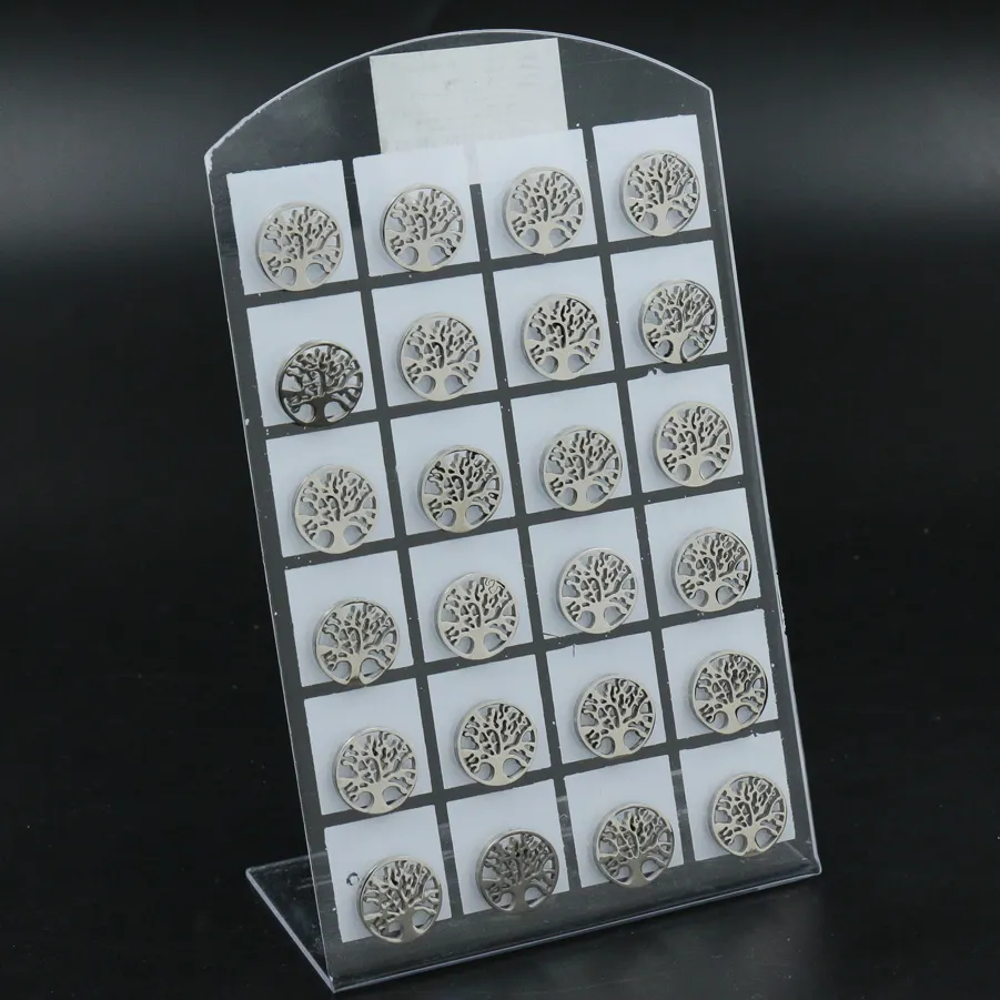 Orecchini  lobo in acciaio ALBERO DELLA VITA GRANDE  (Conf. da - Albero della Vita Grande - Orecchini Acciaio (Conf. da 12 paia)