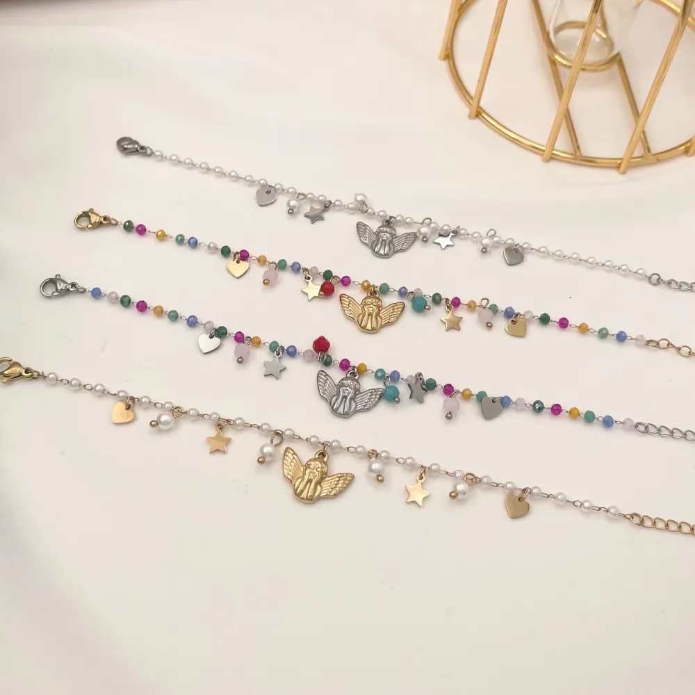 Angela con Cuore Stella -Bracciale in Acciaio - BAC-103-AA1184B