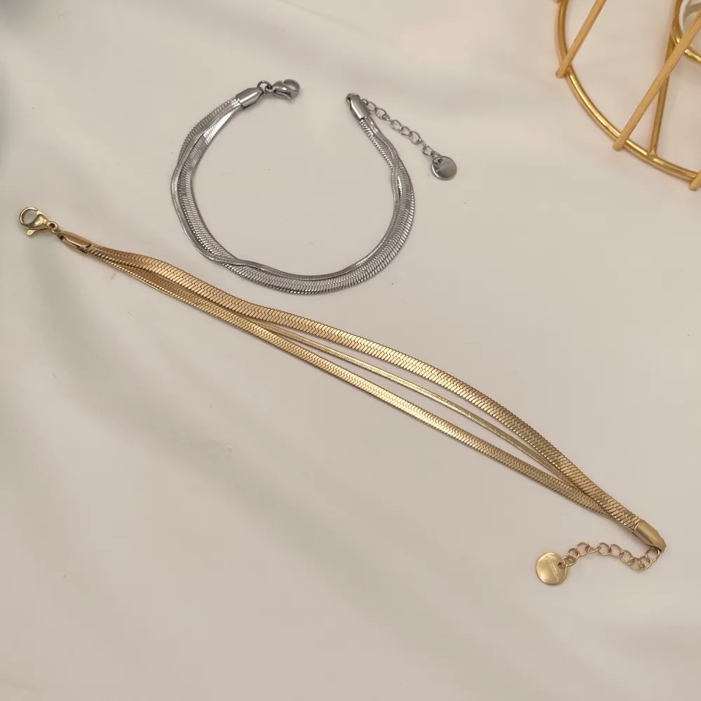 2+1 Catene Serpente-Bracciale in Acciaio - BAC-103-AA1322B