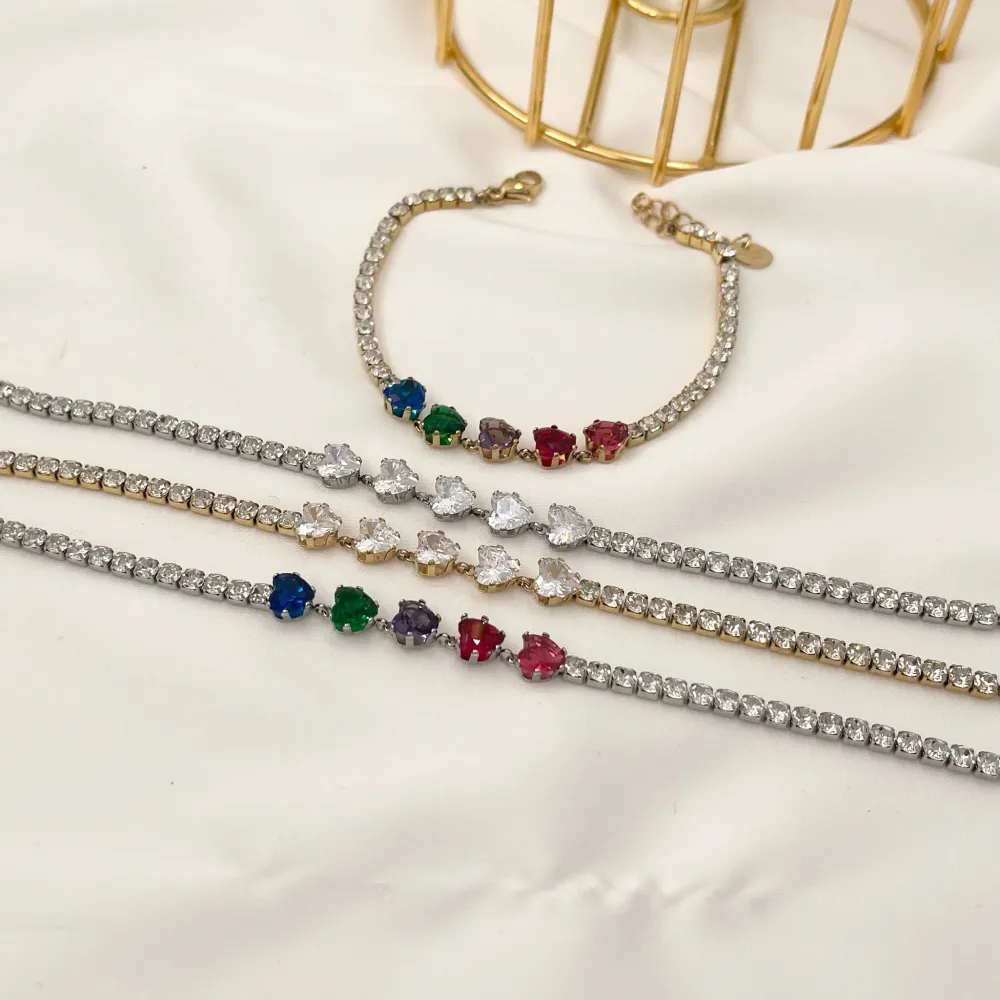 Tennis Cuore-Bracciale in Acciaio con Chiusura - BAC-103-AA1654B