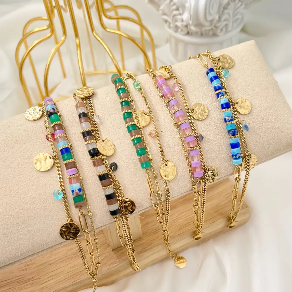 Multifili con Perline-Bracciale in Acciaio con Chiusura - BAC-103-AA1721B