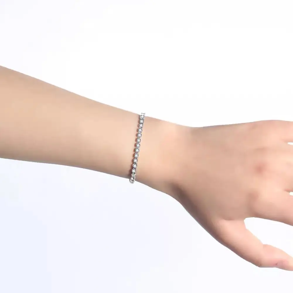 Tenni Acciaio Zirconia 3mm-Bracciale in Acciaio con Chiusura - BAC-103-AA18B-3mm Tennis Acciaio+ZIRCONIA