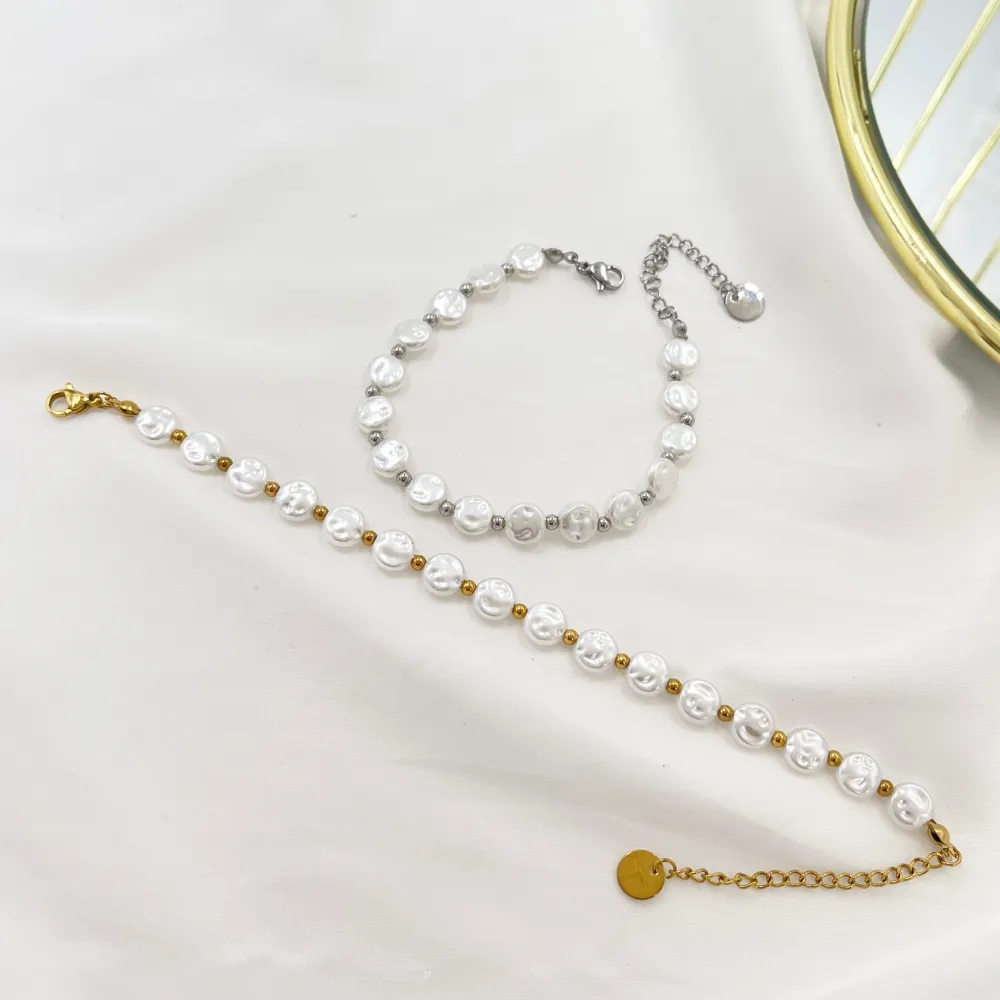 Perla Tondo Piatto-Bracciale in Acciaio - BAC-103-AA2005