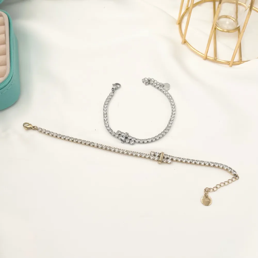 Tennis Doppio-Bracciale in Acciaio con Zirconia - BAC-103-AA2435B