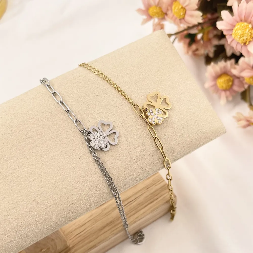 Quadrifoglio-Bracciale in Acciaio con Chiusura - BAC-103-AA2445B (Acciaio)