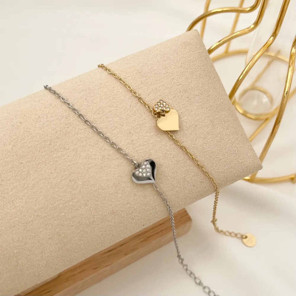 Doppio Cuore-Bracciale in Acciaio - BAC-103-AA2447B (Oro Giallo)