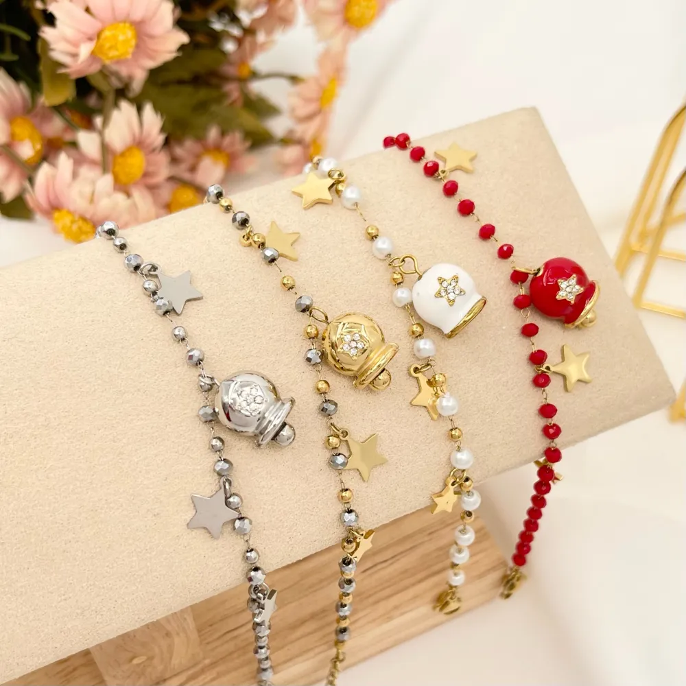 Campanello con Stella-Bracciale in Acciaio con Chiusura - BAC-103-AA2703B