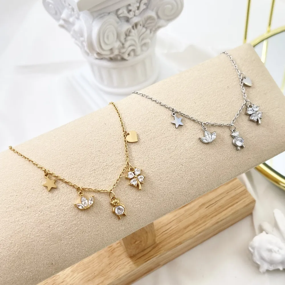 Orsetto Quadrifoglio -Bracciale in Acciaio con Chiusura - BAC-103-AA2781B