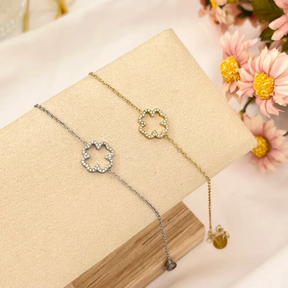 Quadrifoglio-Bracciale in Acciaio con Chiusura - BAC-103-AA2823B (Oro Giallo)