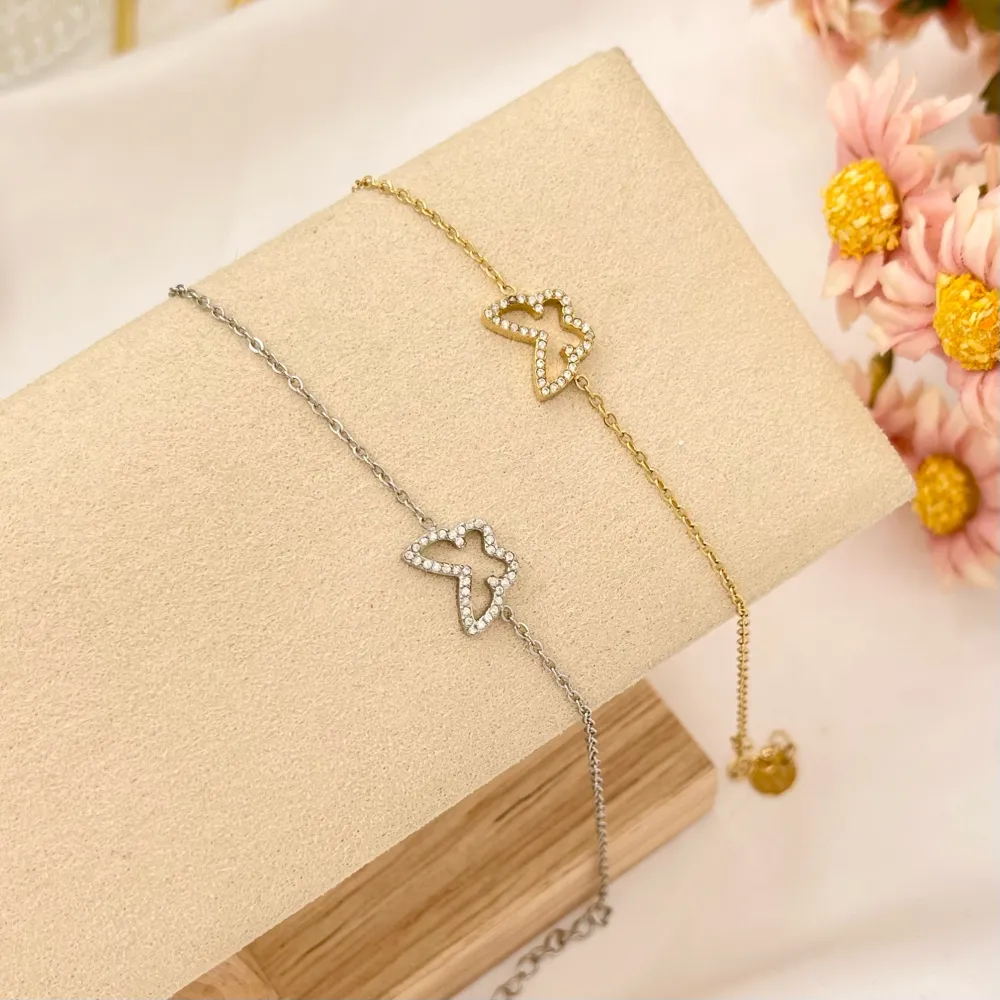 Farfalla-Bracciale in Acciaio con Chiusura - BAC-103-AA2832B