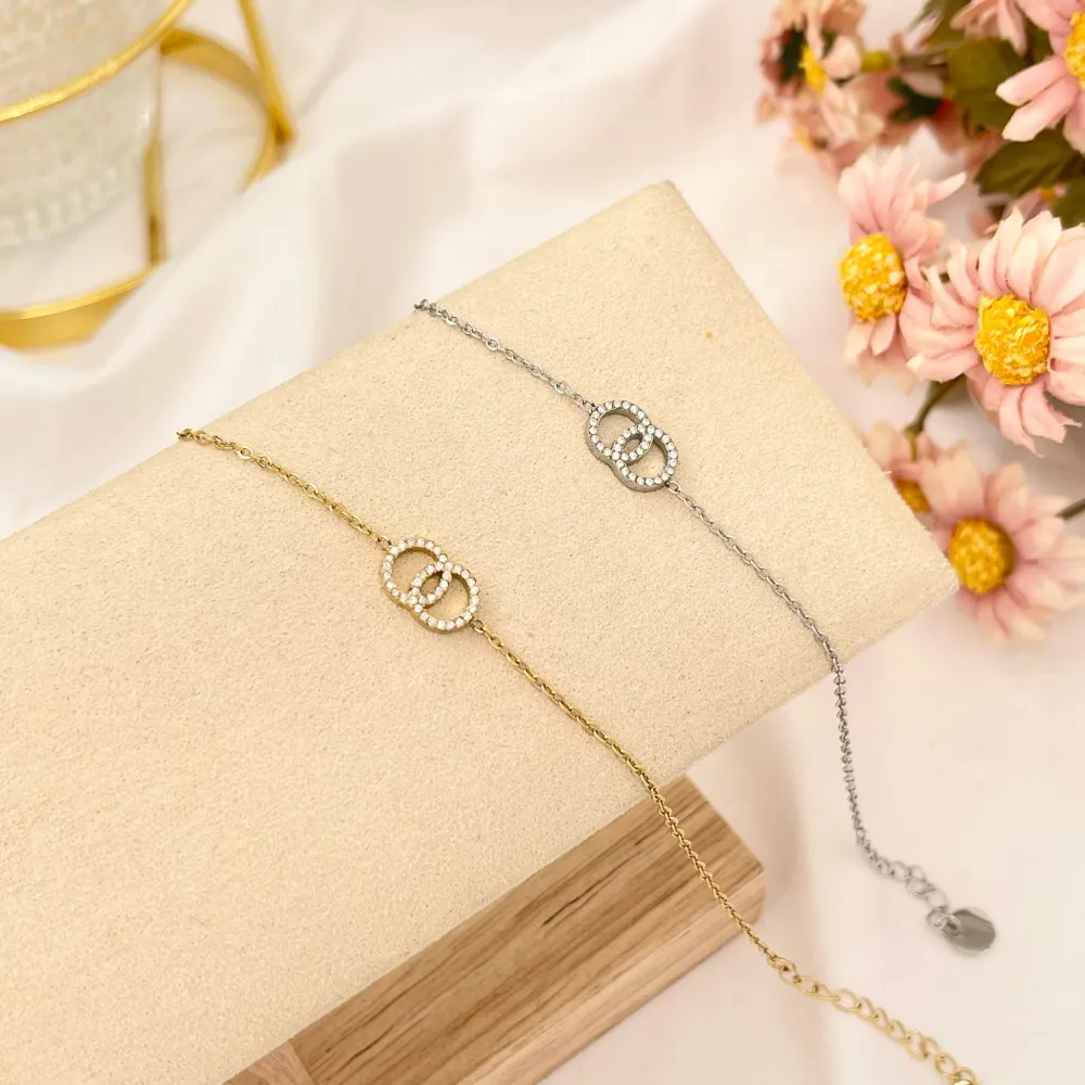 Doppio Cerchio-Bracciale in Acciaio con Chiusura - BAC-103-AA2839B