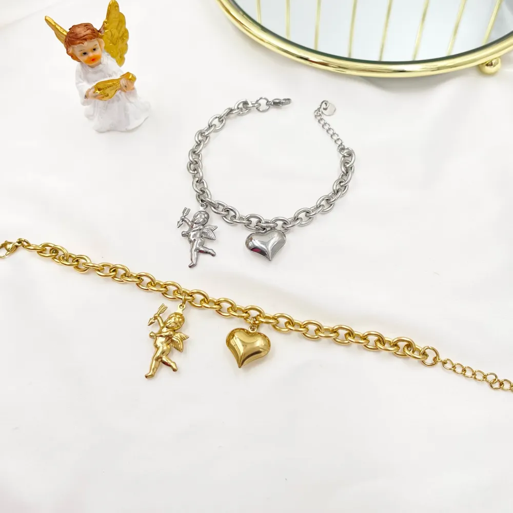 Angelo Cuore-Bracciale in Acciaio con Chiusura - BAC-103-AA3393B (Oro Giallo)