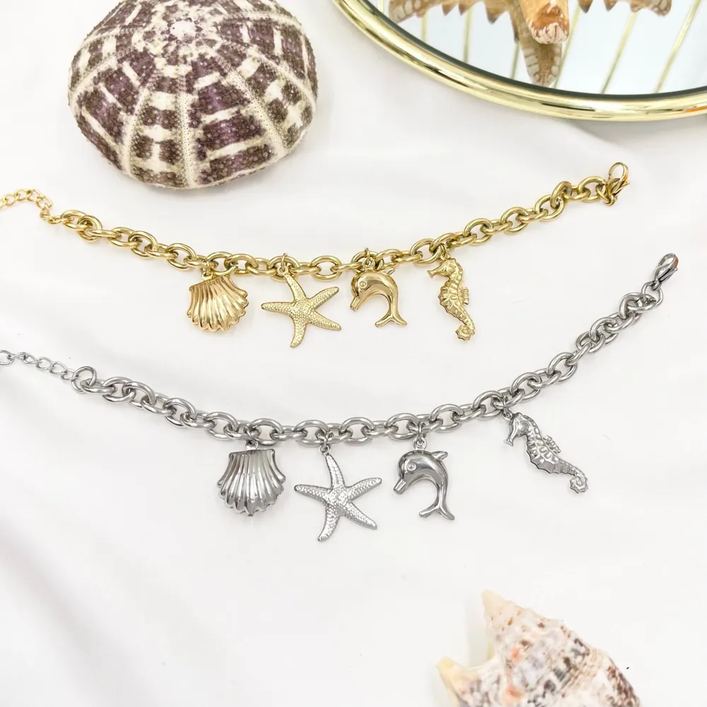 Mare-Bracciale in Acciaio con Chiusura - BAC-103-AA3394B (Oro Giallo)