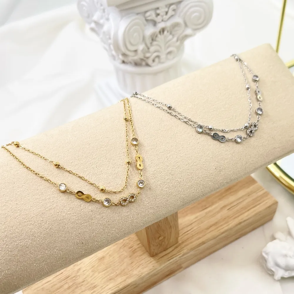 Doppio con Infinito-Bracciale in Acciaio con Chiusura - BAC-103-AA3457B