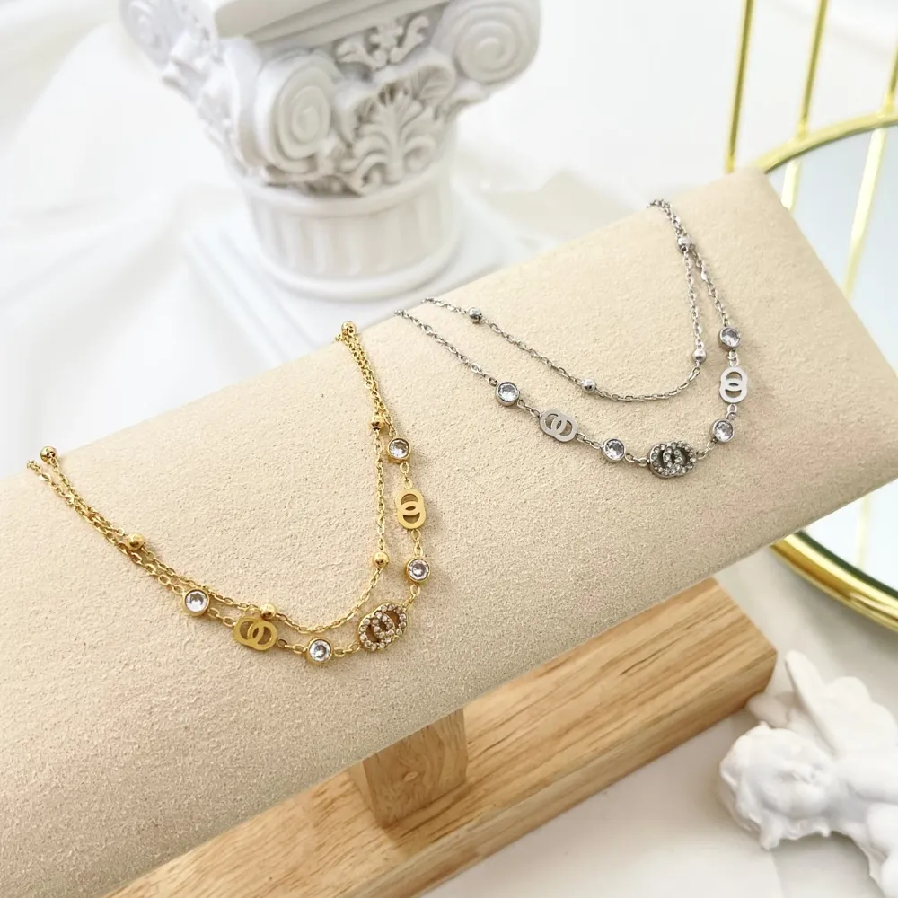 Doppio Cerchio--Bracciale in Acciaio con Chiusura - BAC-103-AA3465B (Oro Giallo)