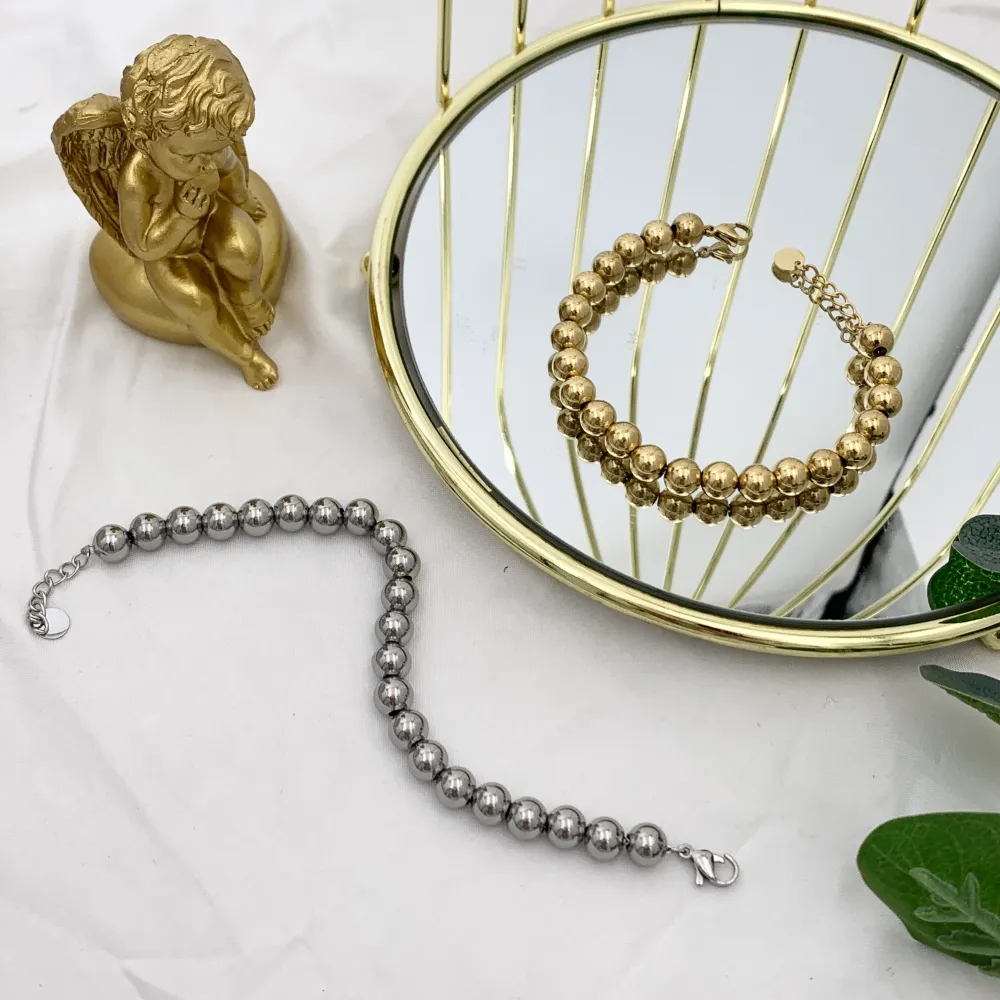 Ball Pallina Vuota-Bracciale in Acciaio - BAC-103-AA3992B 8mm (Oro Giallo)