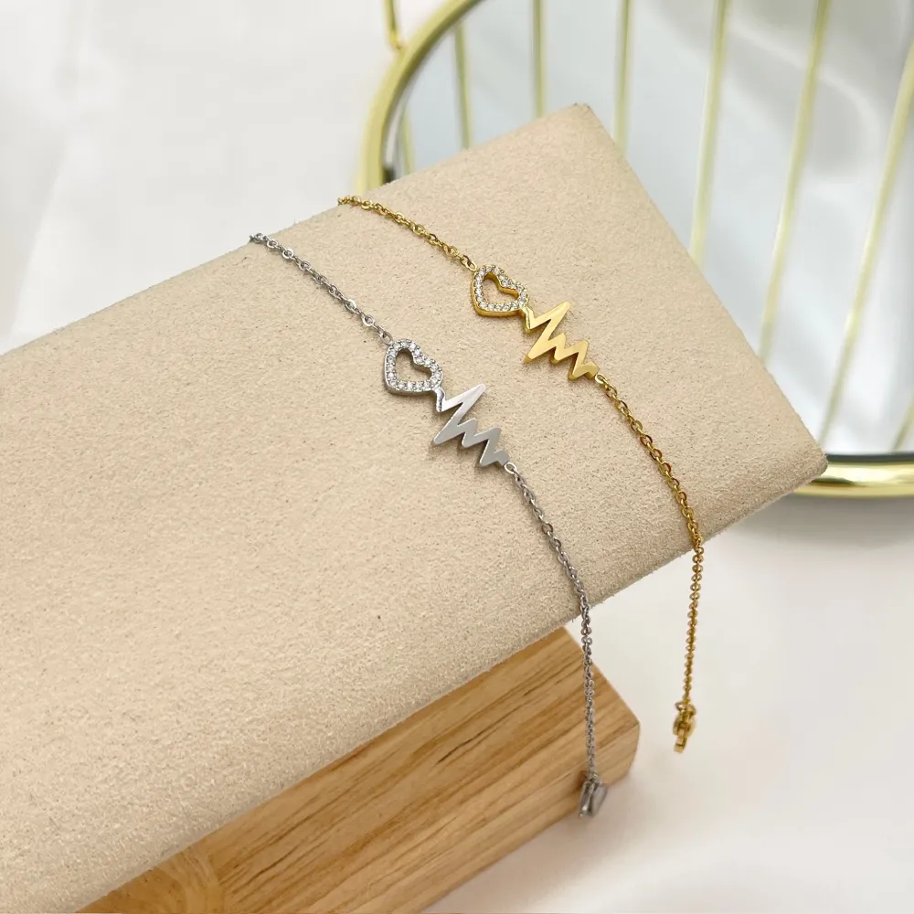 Battito Cuore-Bracciale in Acciaio con Chiusura - BAC-103-AA4169B (Argento)