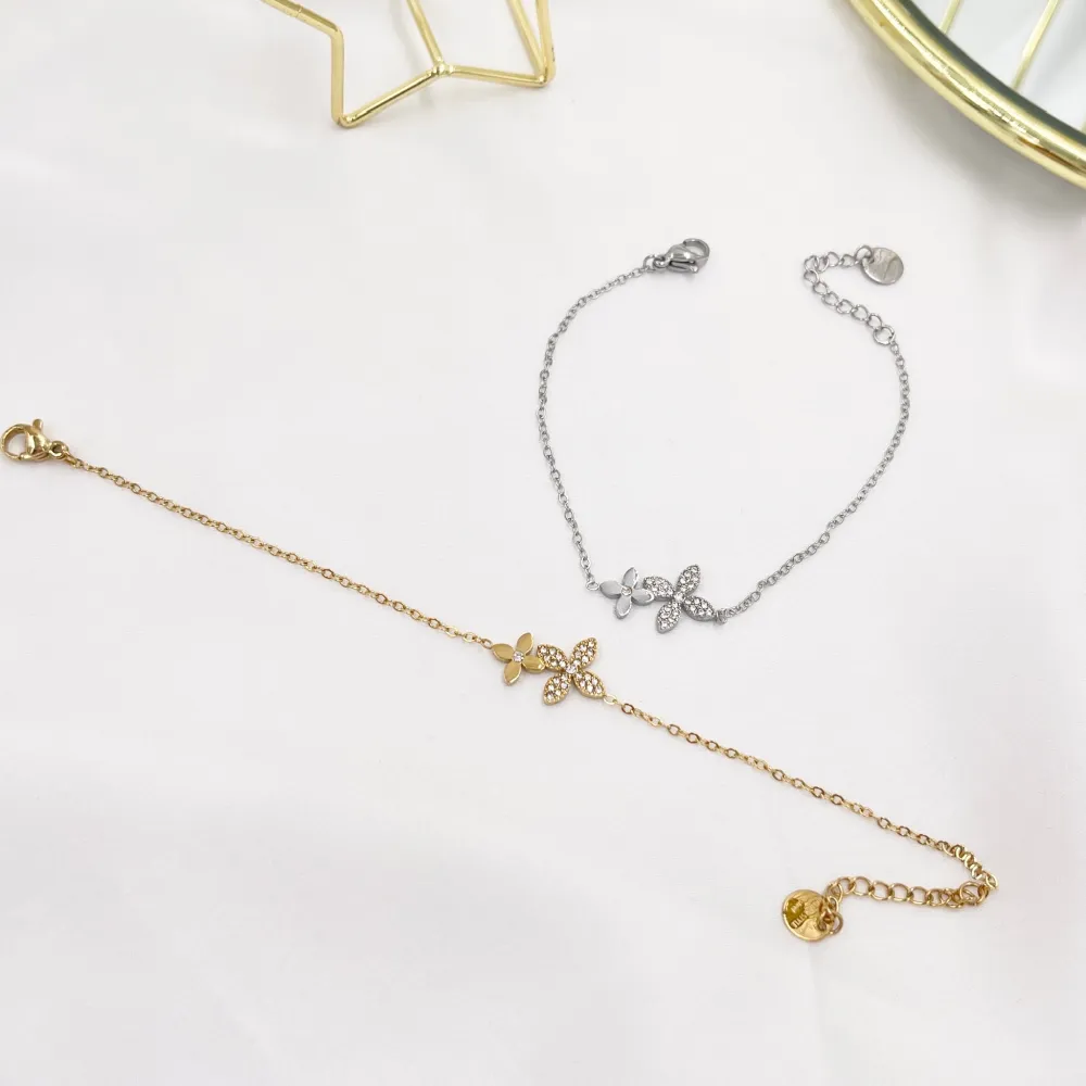 Fiore Quadrifoglio-Bracciale in Acciaio - BAC-103-AA4172B (Argento)