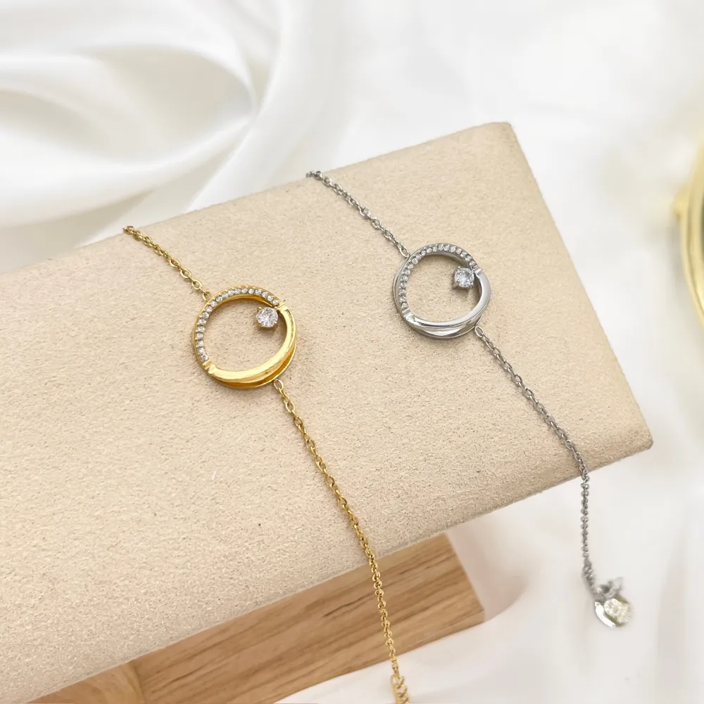 Cerchio con Punto Luce-Bracciale in Acciaio - BAC-103-AA4192B