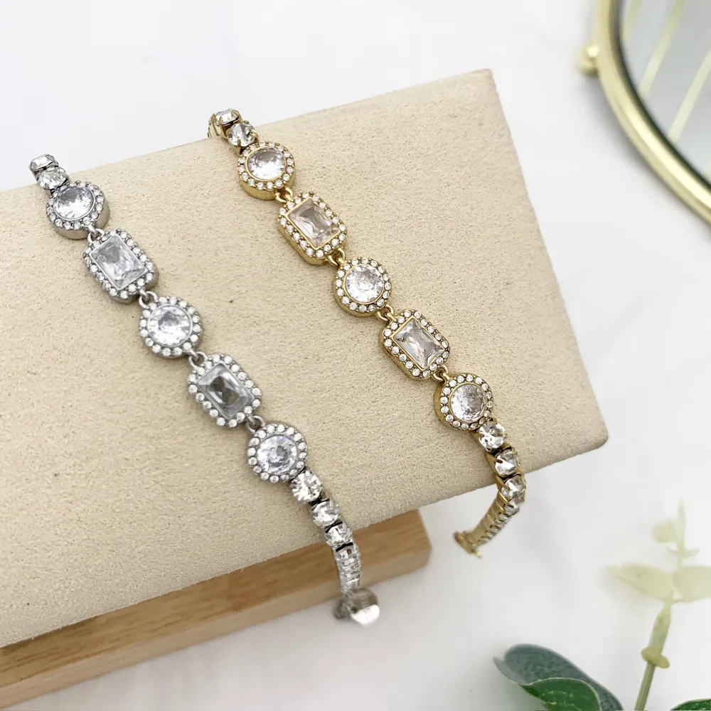 Tennis con Cipollona e Rettangolare-Bracciale in Acciaio - BAC-103-AA4212B