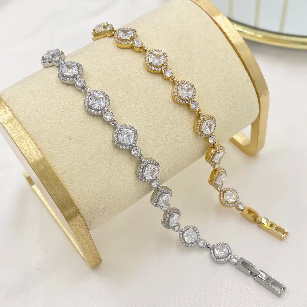 Tennis Punto Luce Rombo -Bracciale in Acciaio - BAC-103-AA5135B