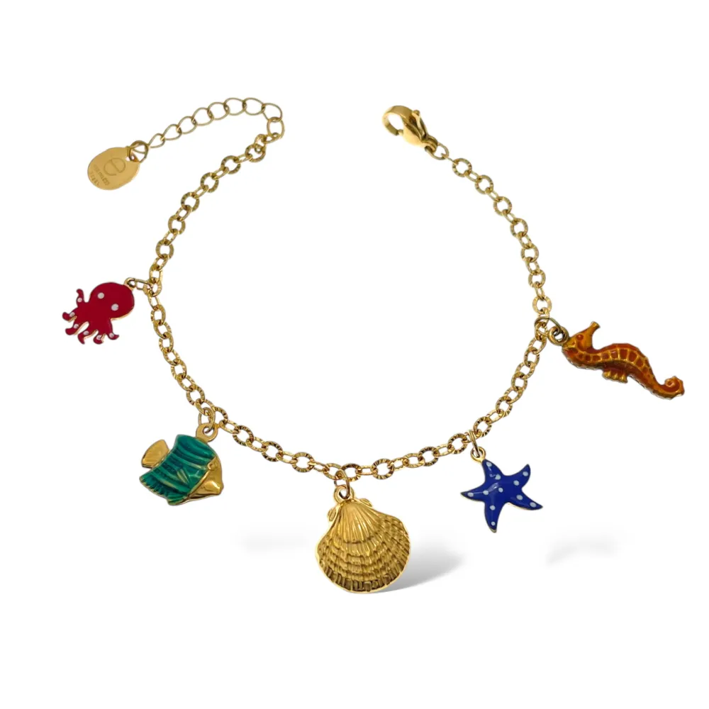 Mare Stella Corallo Smaltato-Bracciale in Acciaio - BAC-103-AA5140B