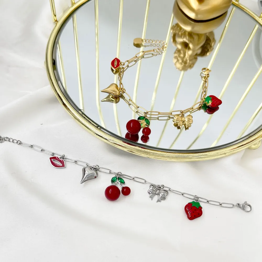 Ciliegia Cuore Bocca-Bracciale in Acciaio - BAC-103-AA5142B