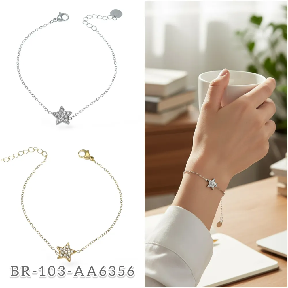 [BAC-103-AA6356B] Stella-Bracciale in Acciaio - BAC-103-AA6356B (Argento)
