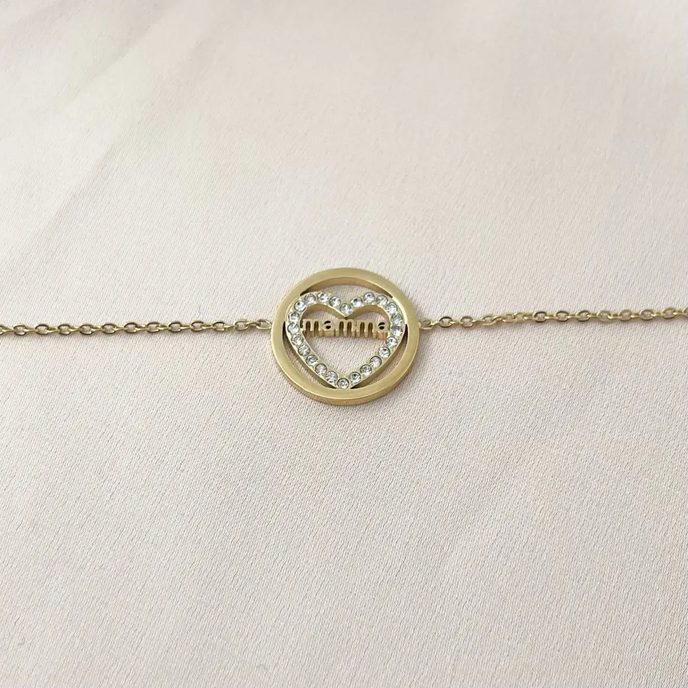 Mamma-Bracciale in Acciaio e Zirconia - BAC-103-AA956B (Oro Giallo)