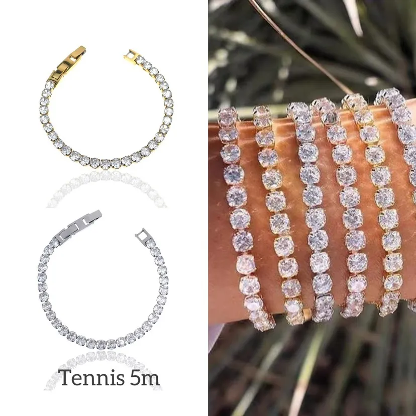 [BAC-413-040 5mm] Tennis 5mm-Bracciale in Acciaio - BAC-413-040 5mm (Oro Giallo)