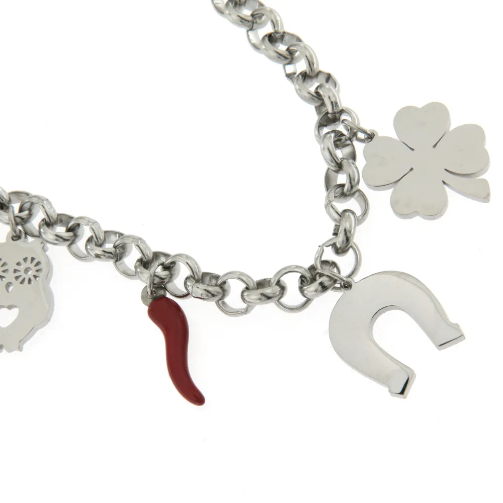[BAC-413-053] BAC6822-Cornino Fortuna- Bracciale in Acciaio - BAC-413-053 (Argento)