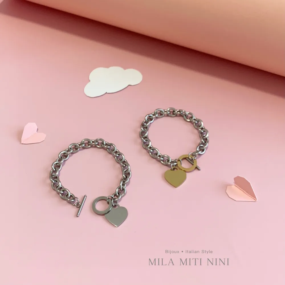 Cuore Liscio 18mm-Bracciale in Acciaio con Chiusura - BAC-413-1203