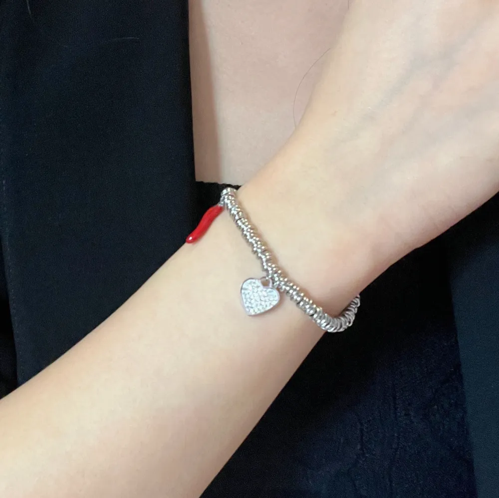 [BAC-413-1213] Anellini Cornino-Bracciale in Acciaio con Chiusura - BAC-413-1213