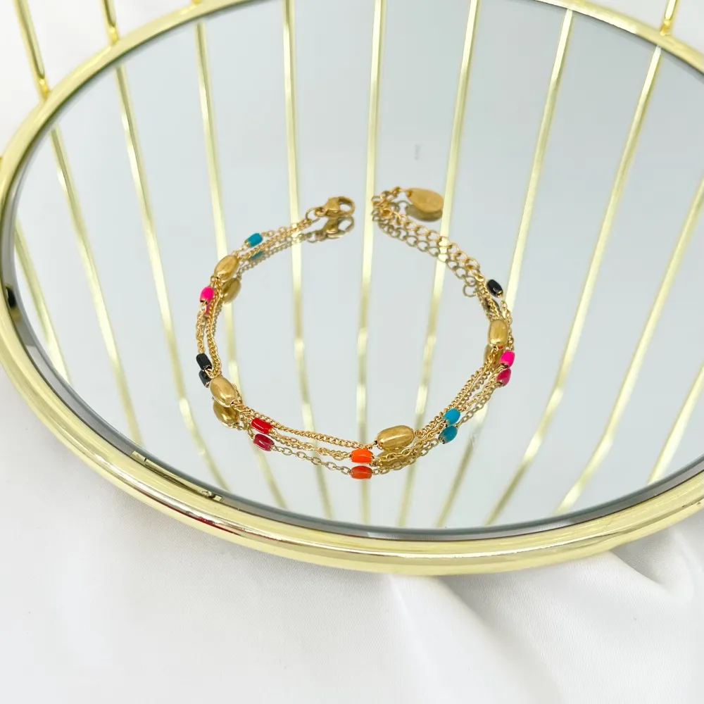 [BAC-413-1271] Palline Smaltate-Bracciale in Acciaio - BAC-413-1271