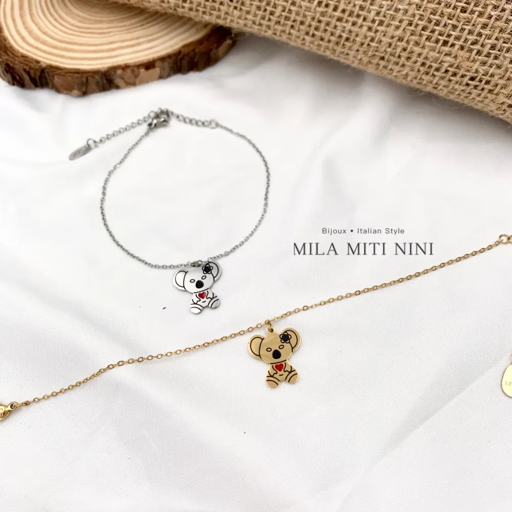 Koala Smaltata -Bracciale in Acciaio con Chiusura - BAC-413-1412 (Argento)