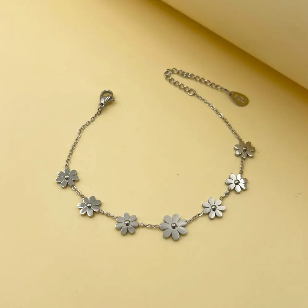 Sette Fiori Margherita-Bracciale in Acciaio con Chiusura - BAC-413-1447 (Argento)