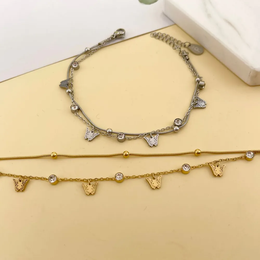 [BAC-413-1663A] Farfalla-Bracciale in Acciaio con Chiusura - BAC-413-1663A (Argento)