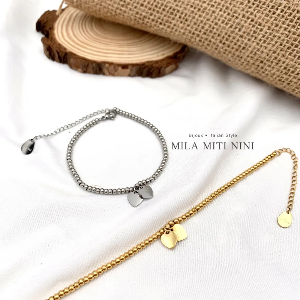 Doppio Cuore-Bracciale in Acciaio con Chiusura - BAC-413-1706A (Argento)