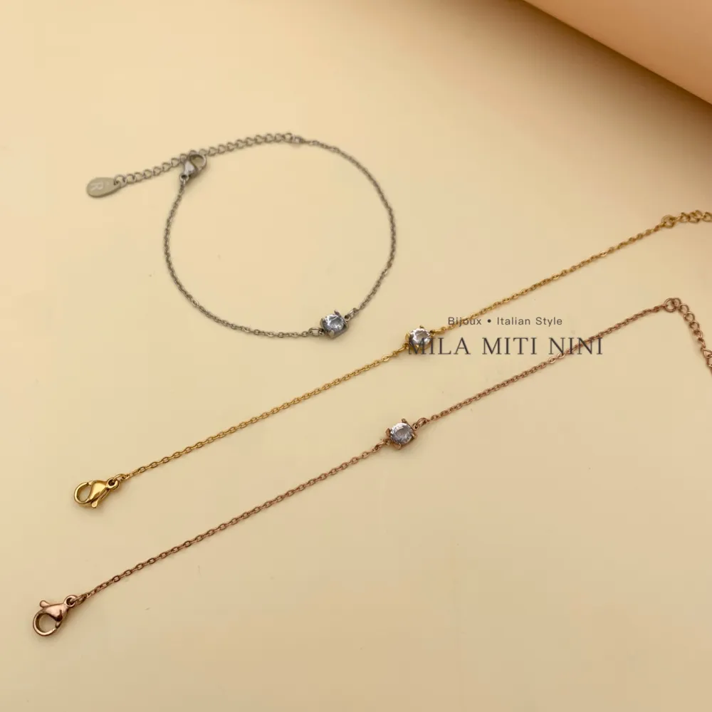 Punto Luce 5mm a 4 Griffe-Bracciale in Acciaio con Chiusura - BAC-413-1722 (Argento)