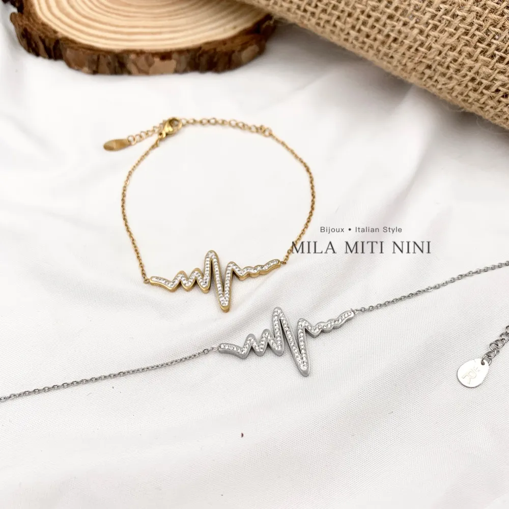 Battito Cuore-Bracciale in Acciaio con Chiusura - BAC-413-1772 (Argento)