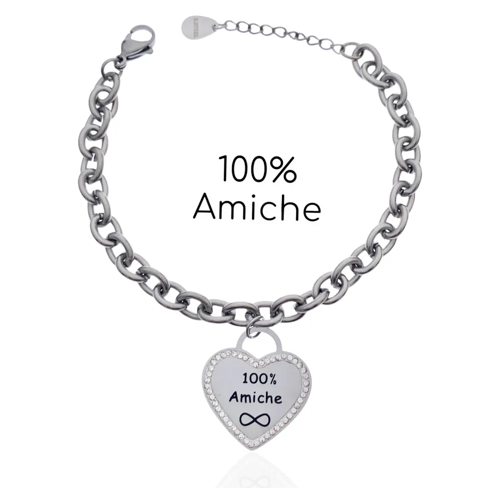 100% Amiche-Bracciale con Scritte in Acciaio - BAC-413-1825