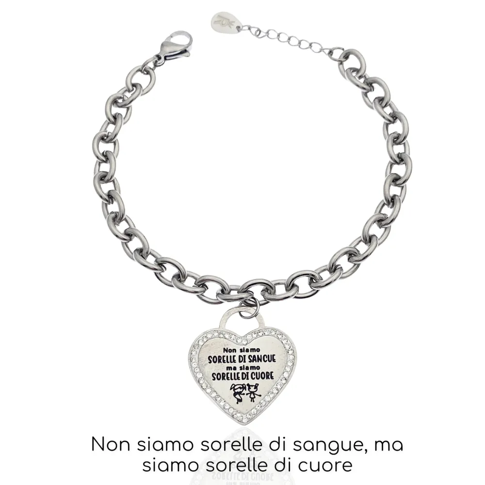 Non siamo Sorelle di sangue..-Bracciale con Scritte in Acciaio - BAC-413-1827