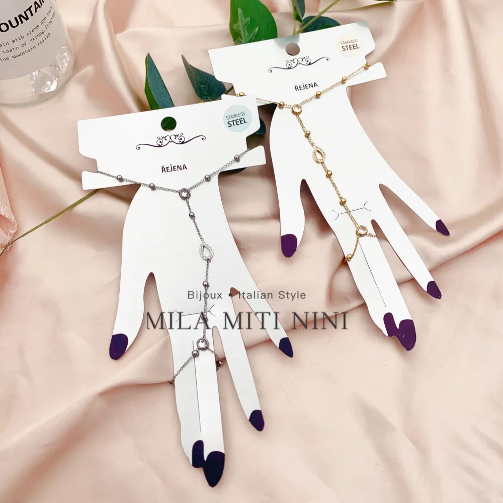 Goccia e Punti Luci Zirconia-Baciamano in Acciaio - BAC-413-1850 Modello K