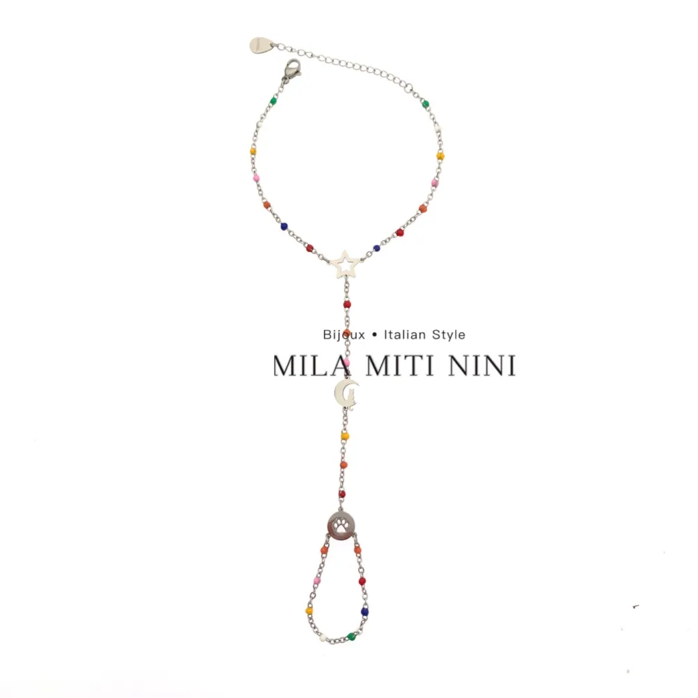 Stella Luna Gatto Zampa-Baciamano in Acciaio - BAC-413-1899