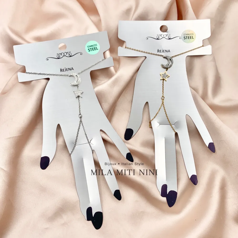 Stella Luna con Strass-Baciamano in Acciaio - BAC-413-1907 (Oro Giallo)