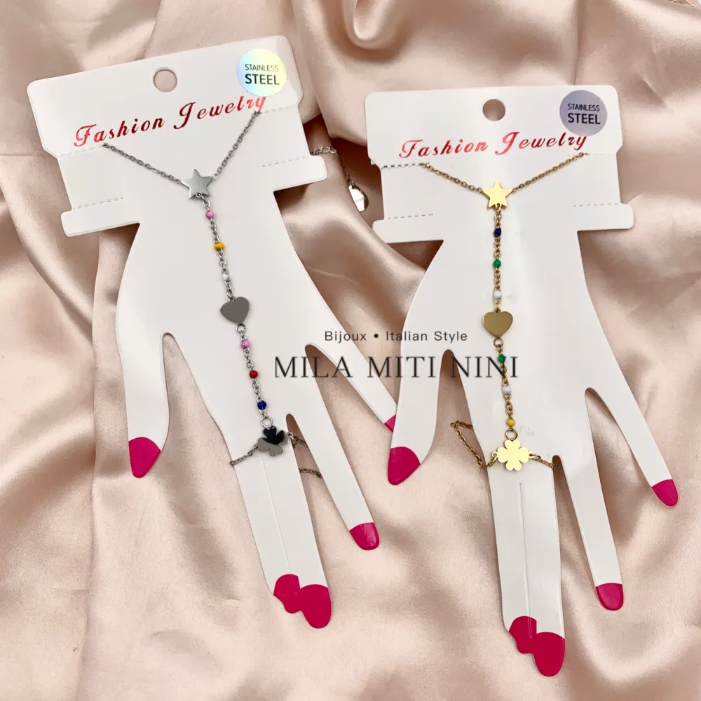 Cuore Stella Quadrifoglio Perline Colorate-Baciamano in Acciaio - BAC-413-1947