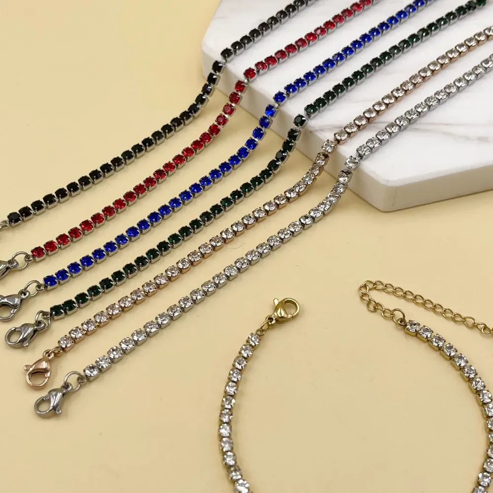 Tennis 3mm-Bracciale in Acciaio con Chiusura - BAC-413-200 (Nero)