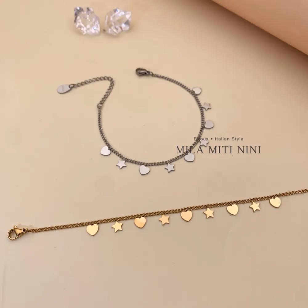 Cuore Stella-Bracciale in Acciaio con Chiusura - BAC-413-2025A