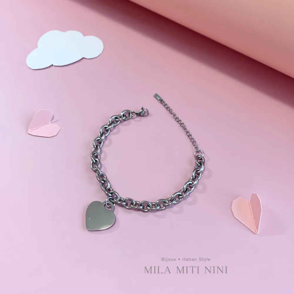 Cuore Liscio 20mm-Bracciale in Acciaio con Chiusura - BAC-413-2390